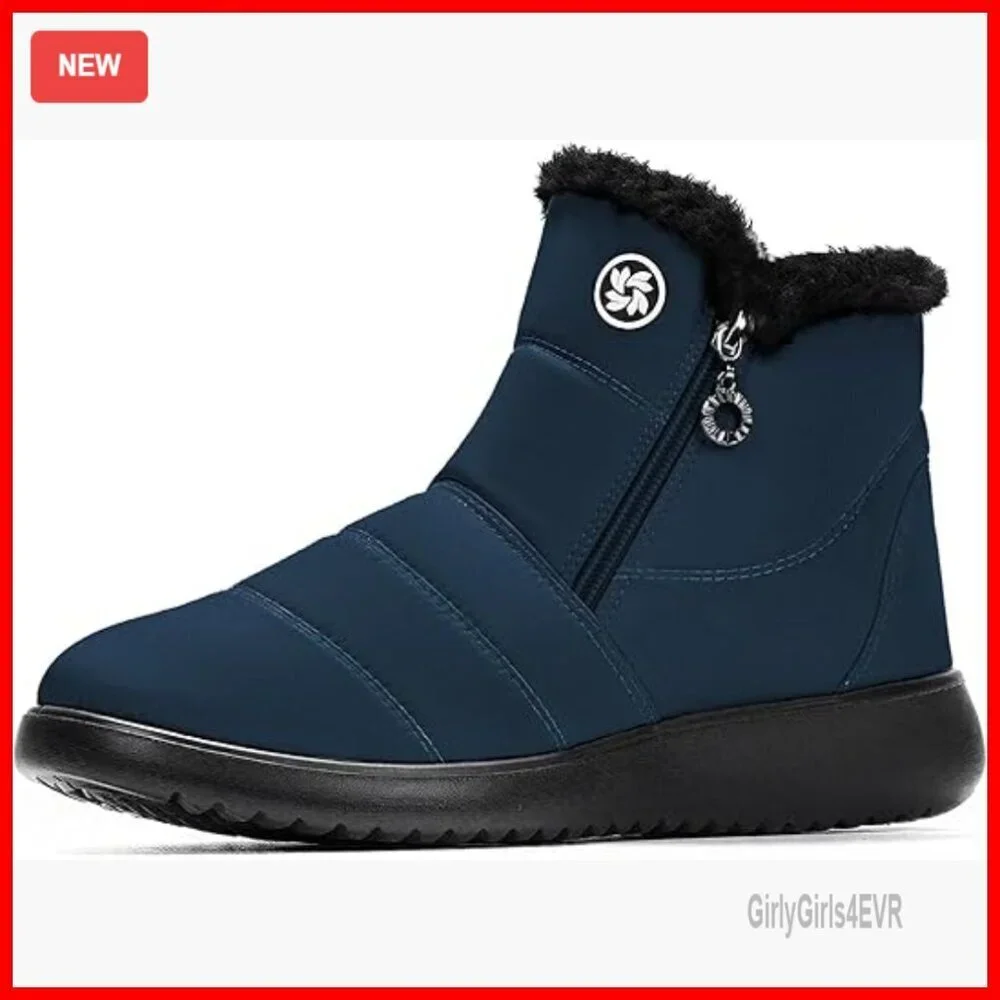 Waterproof Winter Snow Boots with Warm Fur Lining Ankle Booties